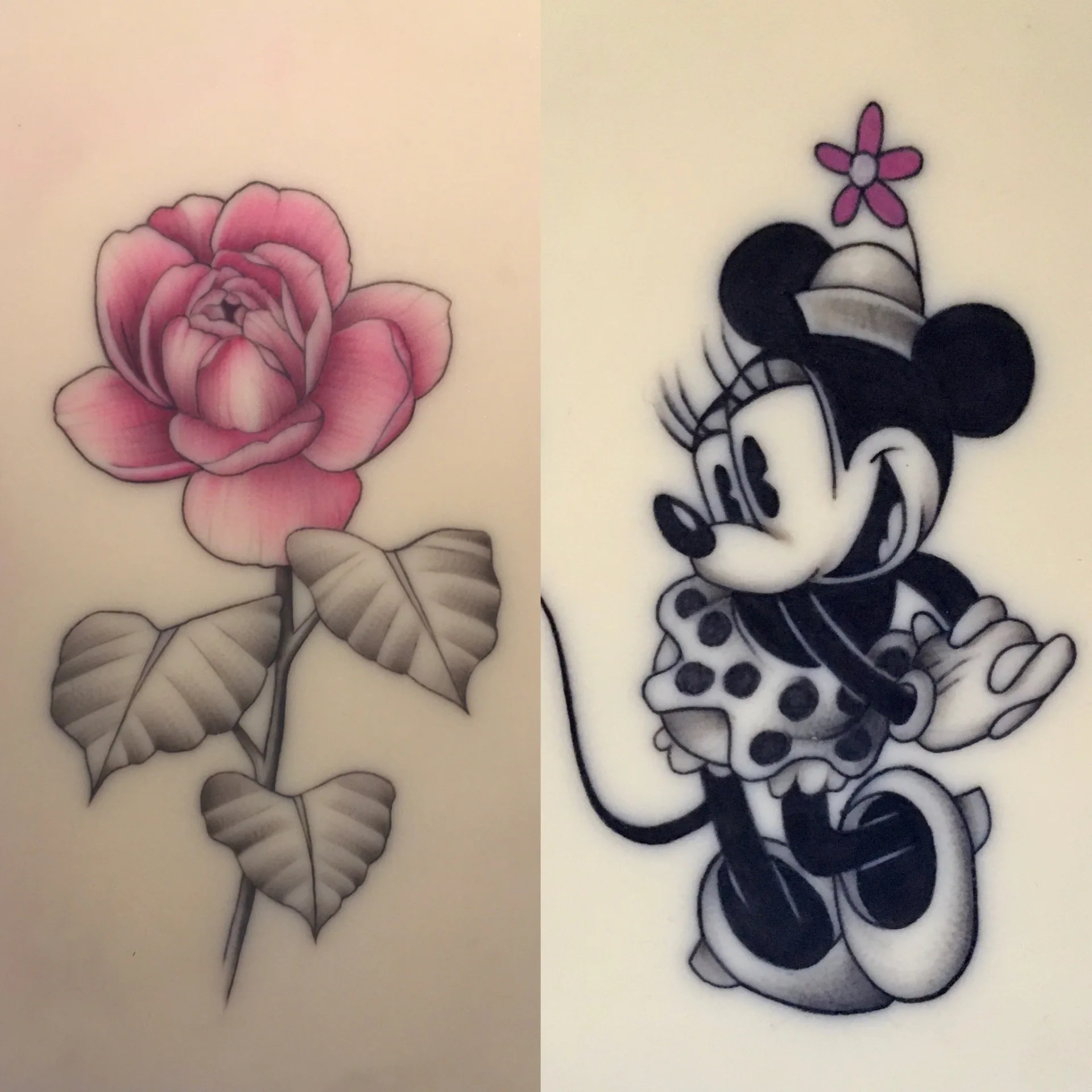 TP élève — rose rose détaillée et Minnie Mouse
