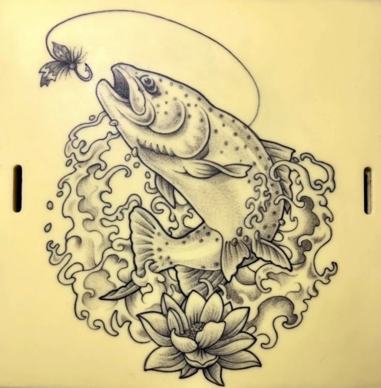 TP élève — truite et fleur de lotus style japonais